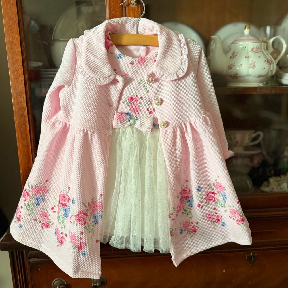 Pink Baby Girl Coat and Dress Outfit 12 months